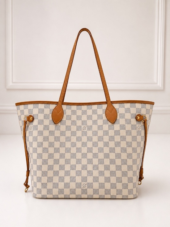 Louis Vuitton Handbags - 1359 Louis Vuitton Neverfull MM Tote – Damier Azur / Rose Ballerine